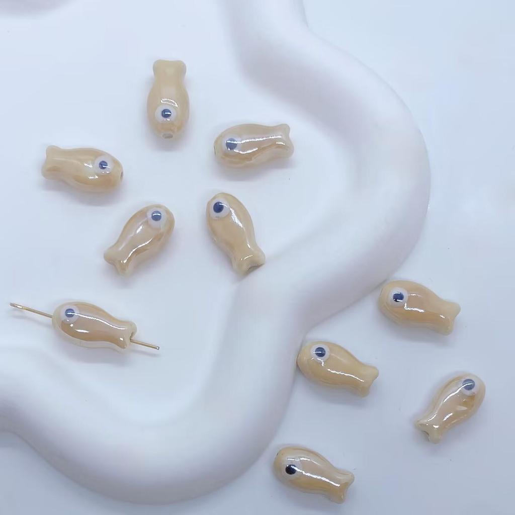 Hand-Painted Small Fish Eye Ceramic Beads for DIY Necklaces & Bracelets