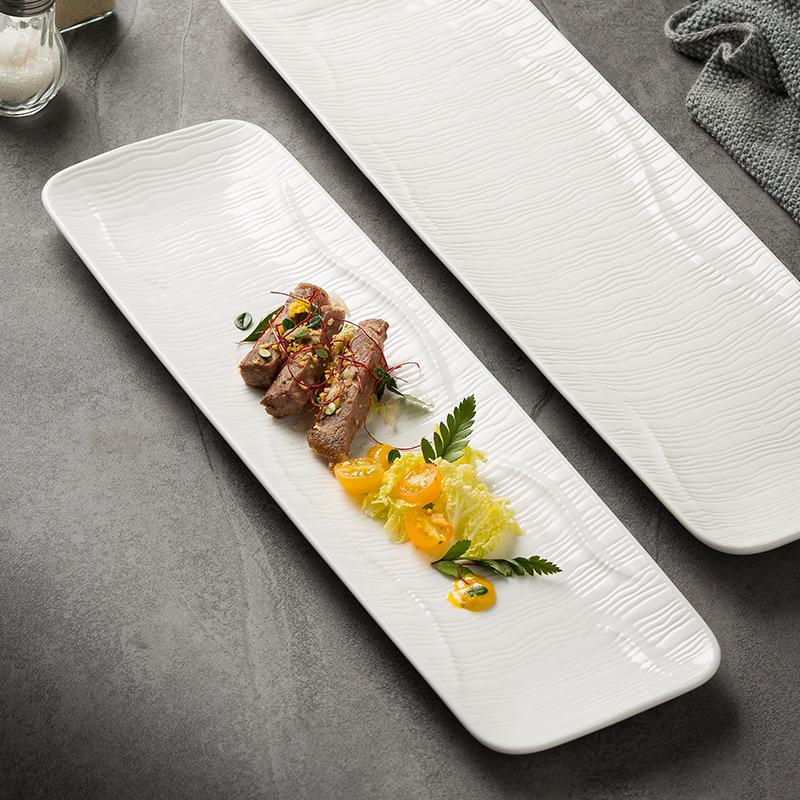 Japanese Simple Sushi Plate Large Ceramic Sashimi Long Plate Creative Wavy Dessert Plate Hotel Cake Tray