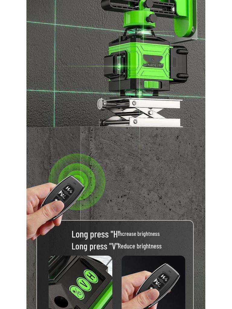 Green Light Laser High-Precision Automatic Level: Infrared Outdoor Wall/Floor Leveling Tool (8/12/16)