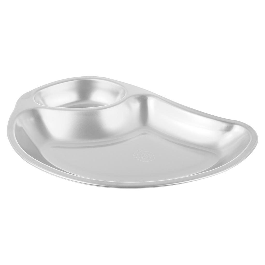 Double Compartment Stainless Steel Dumpling Plate Mango Shape Kitchen Snack Dish Sauce Dipping Dish Dumplings Plate