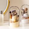 Makeup Barrel Brush Rotating Open Door Cosmetics with Lid Storage Box Transparent Desktop Lip Brush Barrel Rotatable Pen Holder