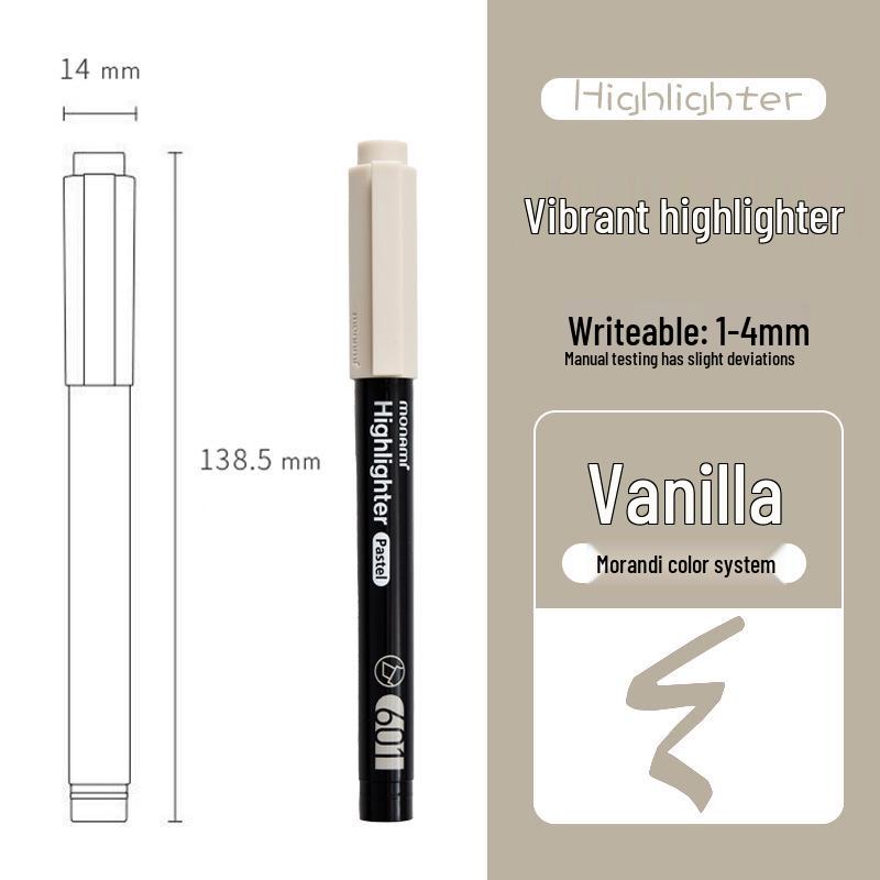 Monami 601 Korean Fluorescent Marker Pens, 12 Colors, Large Capacity, Creative Design (06021)