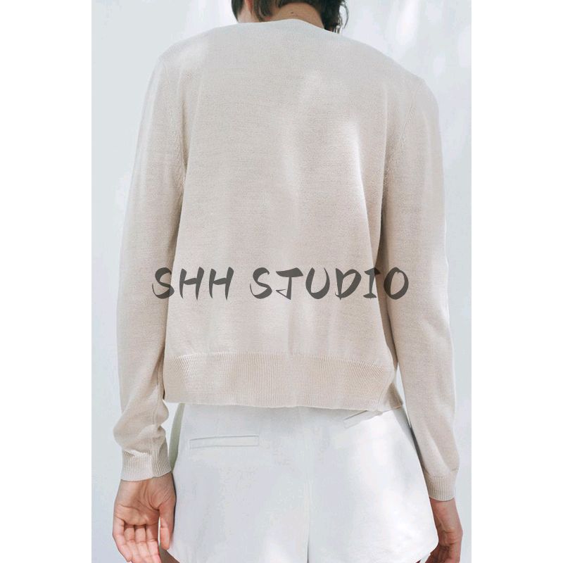 Spring New Women clothes French style Single Row Multi-Button Fleece Blended round Neck Long sleeve Plain Stitch Outerwear 2142062