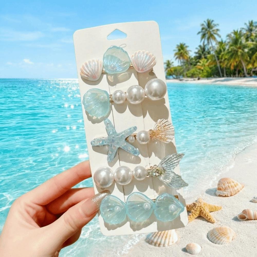 5 Pcs/set Shell Duckbill Clips Set Zinc Zinc Alloy Hair Pins Cute Hair Barrettes Gift