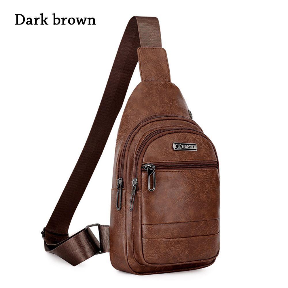 Outdoor Crossbody Boby Travel Leather Chest Bag Multipurpose Zipper Pack Sling Shoulder Bag