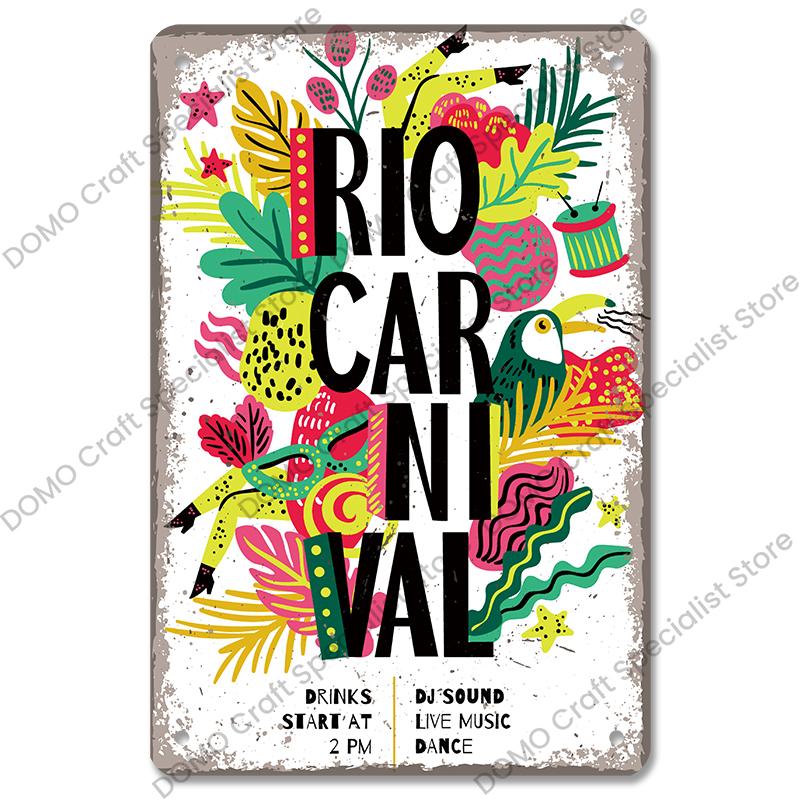 Brazil Travel Poster Country Flag Metal Tin Signs Retro Carnival Party Metal Plate Wall Decor For Bar Pub Club Home