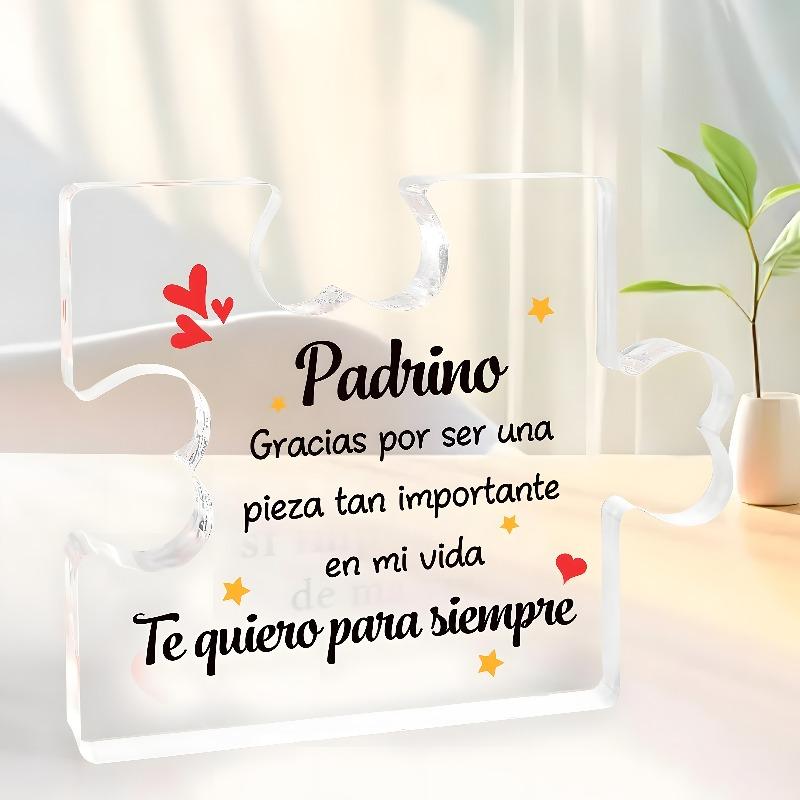 2D Flat Christmas Gift Godfather Baptism Acrylic Puzzle Decoration Plaque, Suitable for Wall Decoration, Porch, Room, Villa, Accents Home, Hallway, or