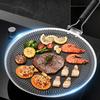 Round BBQ Griddle Pans with Handle NonStick Barbecues Plate Stainsless Steels Bakings Pans Outdoor Travel Campings Fryings Pans