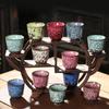 4pcs/set Ceramic Tea Cup Kiln Transformation Espresso Cup Porcelain Kung Fu Teacup Pottery Coffee Mug Wine Drinkware