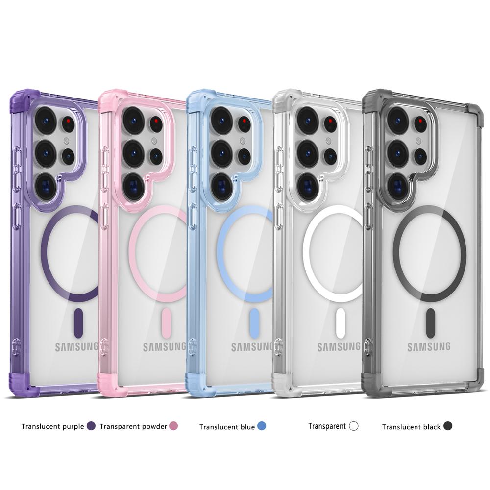 KEYSION Transparente, stoßfeste Hülle für MagSafe für Samsung Galaxy S25 Ultra 5G, magnetische kabellose Ladehülle, klare Telefonabdeckung