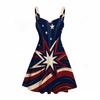 Women Plus Size Spaghetti Strap Off Shoulder Dress Glitter Wave Star Firework Holiday Print Swing Dress