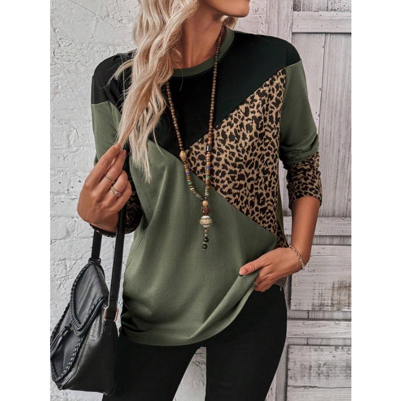 Leopard 3d Print Long SleeveT-Shirt Casual Women's Clothing  Long Sleeve T-shirt Fashion Casual Oversized Tops Tees Female