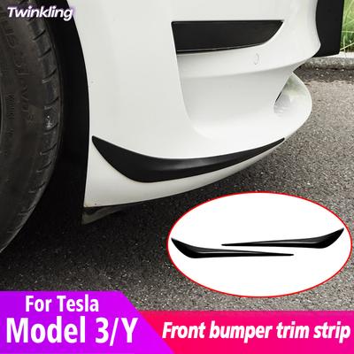 Car Front Bumper Anti-Collision Strip Front Corner Guard Protective Cover Decoration Accessories For Tesla 2022 Model 3 Model