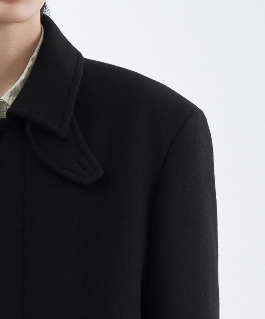 Musinsa Standard Cashmere Blend Over-Shoulder Balmacaan Coat [Black]