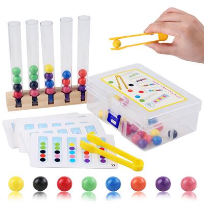 Children Fine Motor Training Montessori Toys Wooden Test Tube Clip Beads Color Matching Sensory Games Educational Toys For Kids