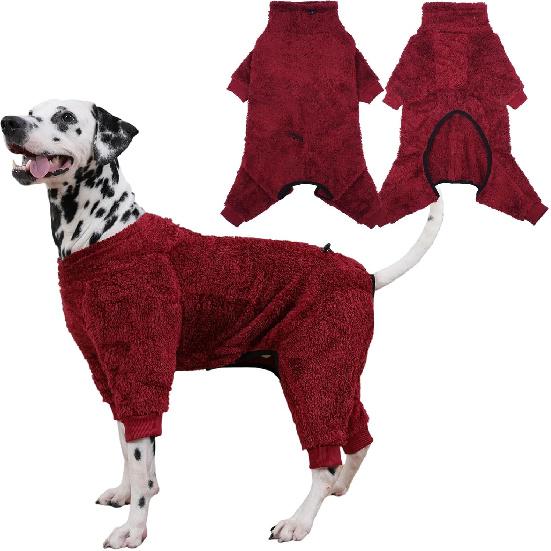 Dog Winter Coat,4-Legged Onesie Jumpsuit Warm Fleece Dog Jacket, Soft Pullover Pajamas, Fullbody Pajamas Onesie for Small Medium Large Dogs Walking,