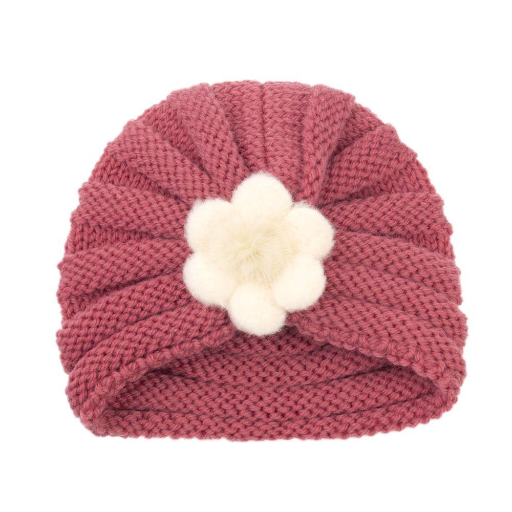 Toddler Outdoor Big Flower Infant Newborn Winter Baby Hat Beanie Cap Knitted Hats Kids Bonnet Hat