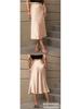 European & American Satin A-line Midi Skirt – Elegant Style, Polyester Fabric