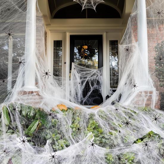 Halloween Spider Web Decoration Stretchy Spider Web with Small Fake Spiders Large Cobwebs for Indoor And Outdoor Parties Haunted Houses Decor