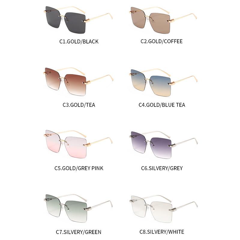New Arrival Rimless Sunglasses For Women Metal Frame Luxury High Sense Anti Ultraviolet Fashion Cross-border Sun Glasses Outdoor Daily Eyewear