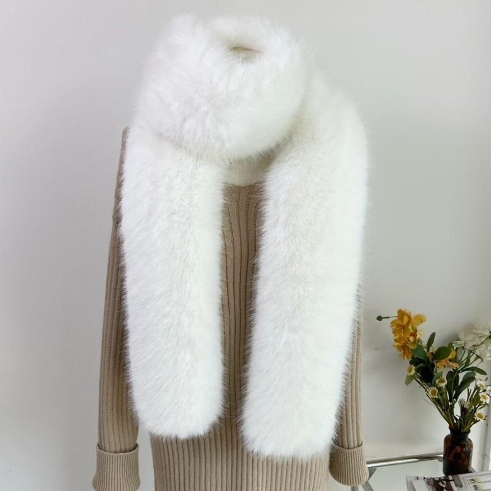 Long Imitation Mink Fur Scarf Thick Fluffy Long Scarf Luxury Plush Neck Warmer Party