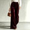 2026 Velvet Wide Leg Pants Women High Waist Loose Fit With Drawstring Pockets Winter