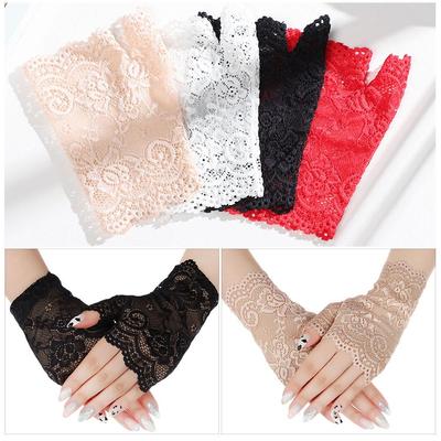 Fashion Half Finger Sunscreen Short Gloves Driving Gloves Lace Gloves Fingerless Mittens