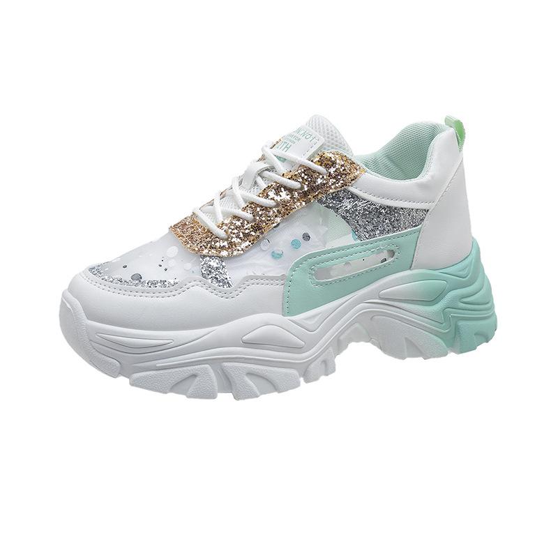 

Thick-soled casual gradual change little white shoes women s spring and autumn 2025 mesh breathable new versatile women s sports shoes single shoes 35 синий