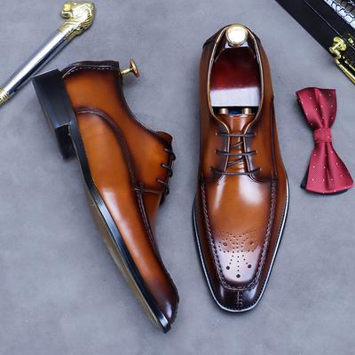 Zapatos de negocios de lujo para hombre, de cuero genuino, estilo Oxford, con cordones, punta puntiaguda, color negro, verde y café