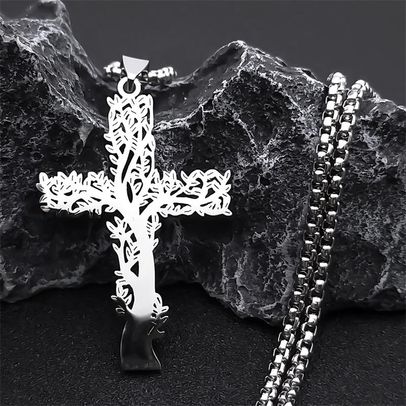 Collana Crocifisso Uomo O Donna – Oro, Argento O Nero – Acciaio Inox 316L – Catena 60cm – Regalo Perfetto Per Comunione O Compleanno
