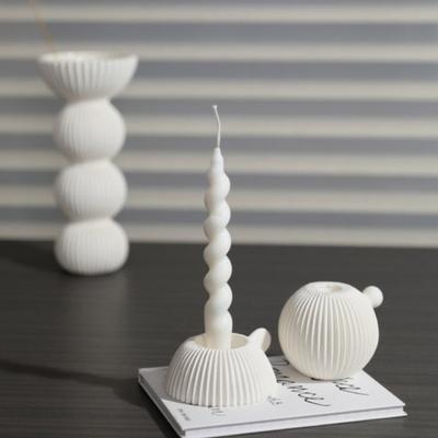 Ins Nordic White Soft Decoration Ornaments Ceramic Candle Holder Model Room Table Top Living Crafts Decoration for Home Holders