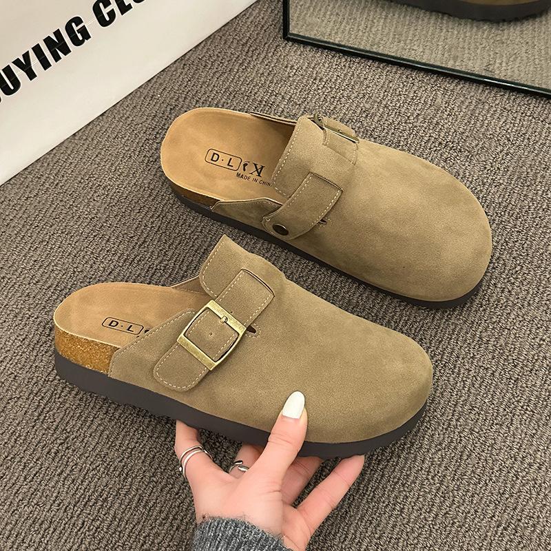 Birken slippers women's 2025 autumn new popular pregnant women wear one pedal lazy shoes soft sole half drag Birken shoes