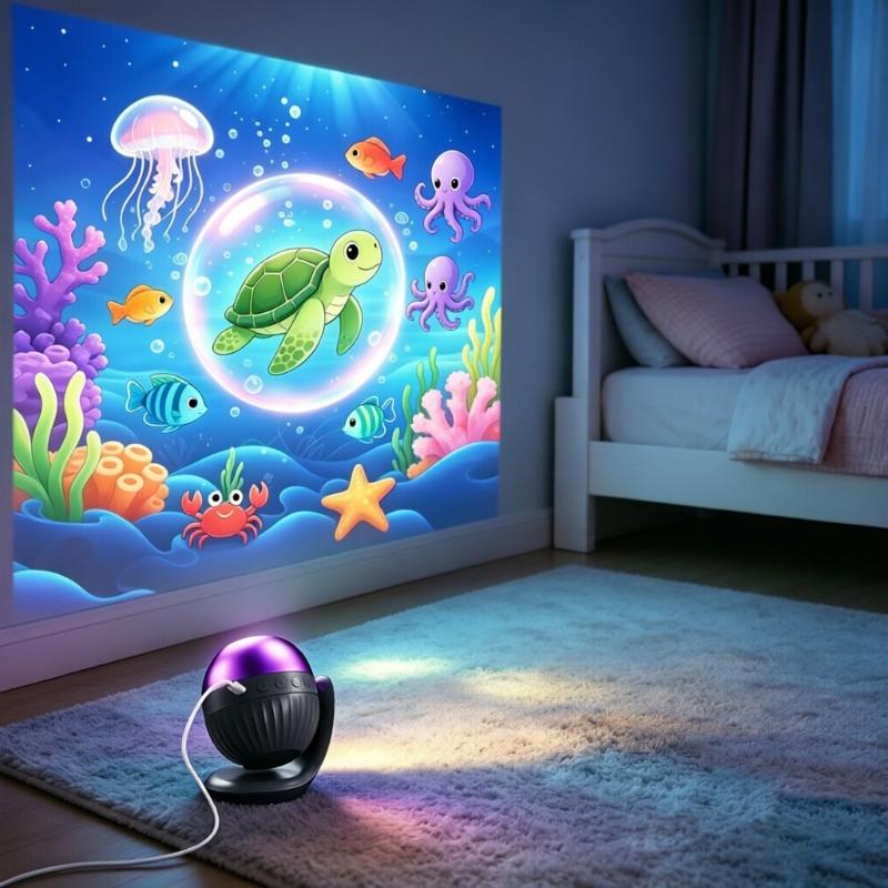 Dynamischer rotierender LED-Projektor, wiederaufladbare Ozeanlichter, verstellbare Helligkeit, LED-Atmosphärenlicht für Schlafzimmer