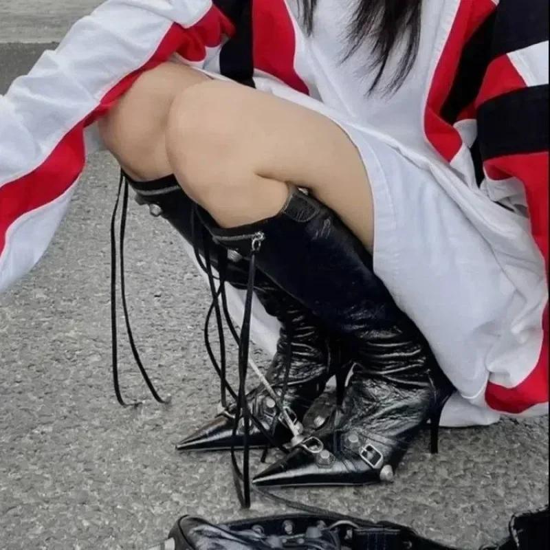 Women's New Fashion Rivet Designer Women's Boots  Winter Classic Solid Color Outdoor Banquet Party High Heels Plus Size