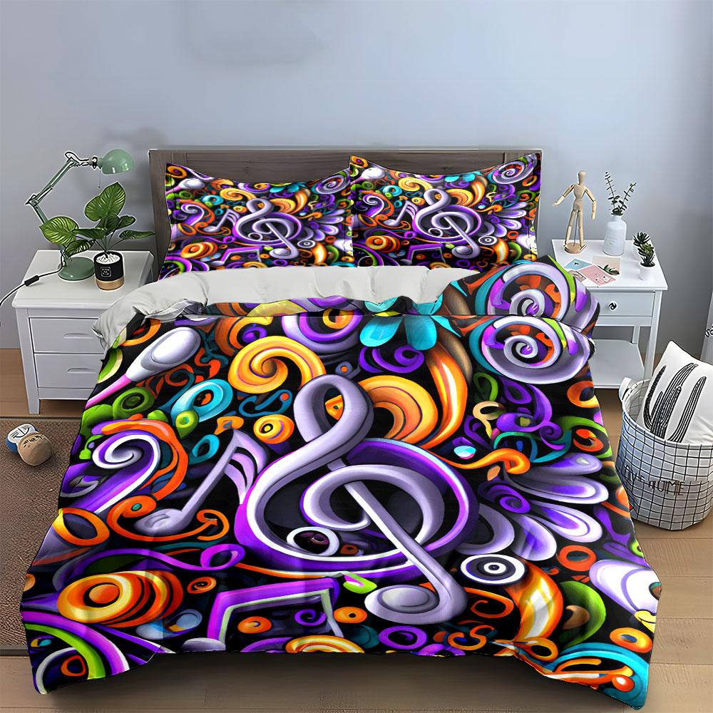 Music-Themed Home Décor Set Multiple Sizes Kid'S And Adults' Bedroom Exquisite 3Pc Bedding Set, Gift