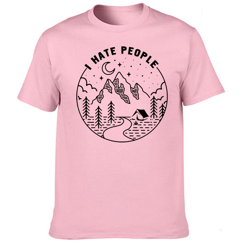 I Hate People Print T Shirt Love Camping Funny Vintage Short Sleeve Shirts Streetwear Comfortable Crew