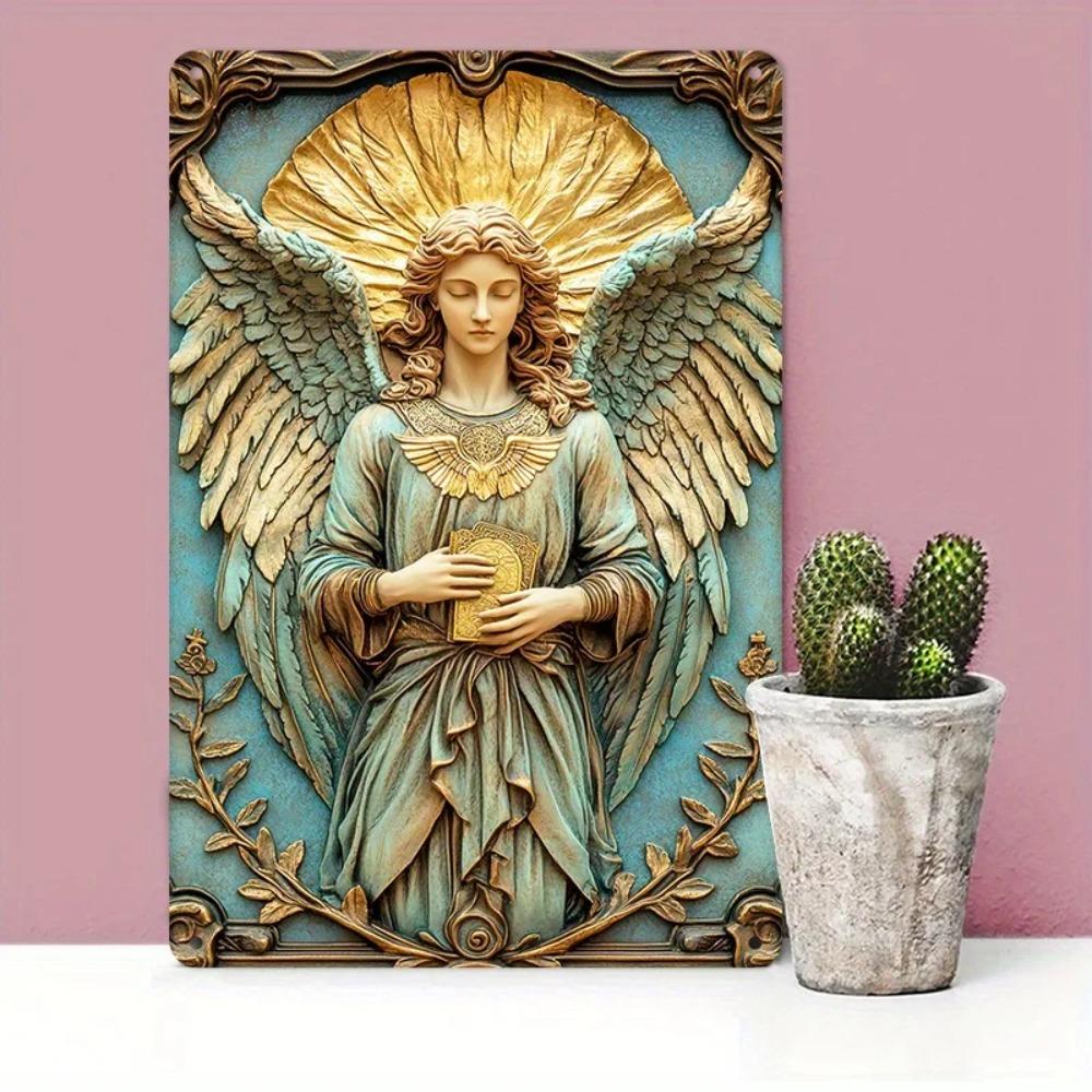 VintageRaphaelCo x Archangel Raphael Aluminum Art Vintage D Flat Portrait EasyMount Religious Decor 20x30cm(7.8x11.8inch)