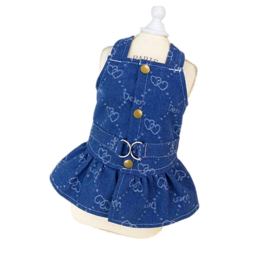Denim Strap Pet Clothes Spring and Summer New Casual Two-legged Dog Vest Teddy Small