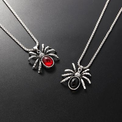 Collier Long avec pendentif araignée mignon pour Couple, bijoux d'halloween