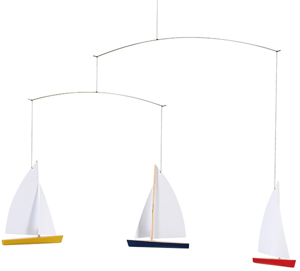 [Officially Imported] Flensted Mobile, Interior Ornament, Scandinavian Vehicle, Dinghy Regatta 3, FSM130014, with Presentation Box, Baby Goods, Gift