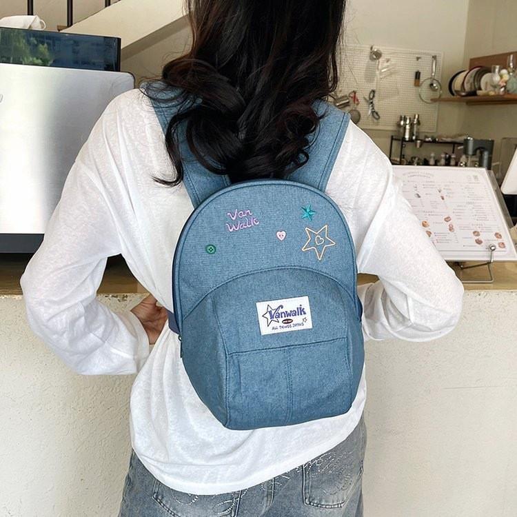 And Cute Creative Star Embroidered Wing Checkered Pattern Hat Shaped Backpack