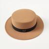 M Letter Fashion Flat Top Men's and Women's Leisure Travel Hat Tide Autumn and Winter Dome Retro British Woolen Top Hat