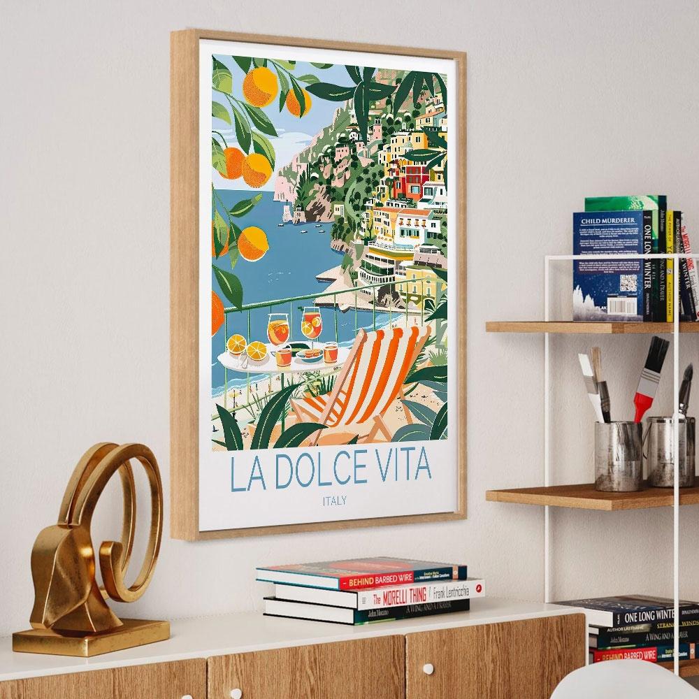 La Dolce Vita Italien Küstenposter Leinwanddruck Gemälde Wandkunst Schlafzimmer Arbeitszimmer Studio Wohnzimmer Heimdekoration Geschenk Poster