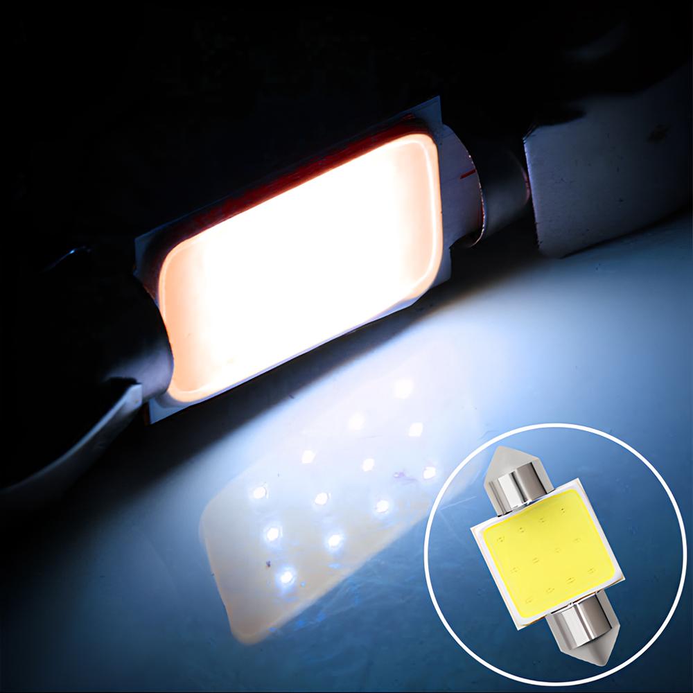2PCS White Cob 12Led Festoon Dome Lights Reading Lamp 31mm 36mm 39mm 41mm C5W C10W Auto Led Door Backup Bulb Tail Bulbs DC 12V Trunk