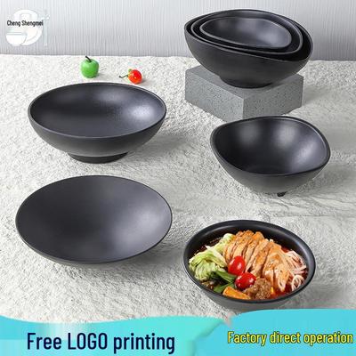 Mattschwarze Melamin-Ramen-Schale - Stoßfeste Schale im japanischen Stil für Wonton, Knödel, Mala Tang und mehr. Porzellan-Imitat Geschirr.