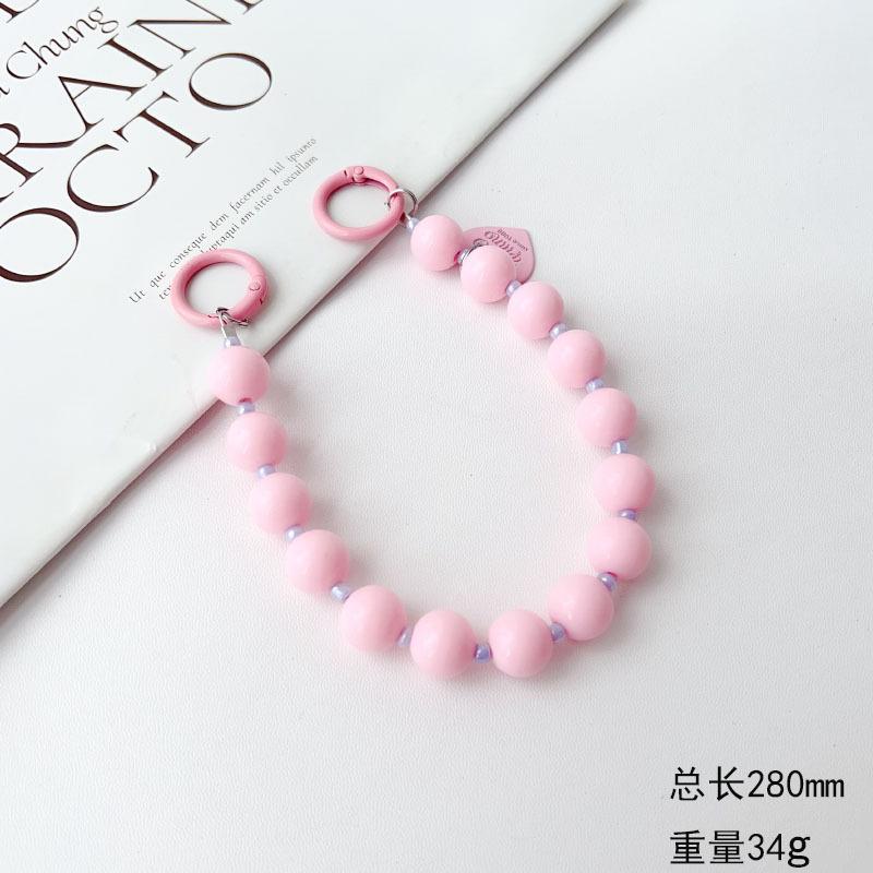 Korean and Japanese Style INS Solid Color Beaded Chain Phone Case Lanyard Handheld Wrist Strap Pendant Decoration Universal Phone Case