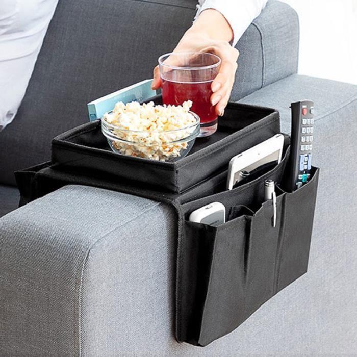 Sofaorganisator - SHOP-STORY - Svart - 6 oppbevaringslommer - Justerbar - Moderne design