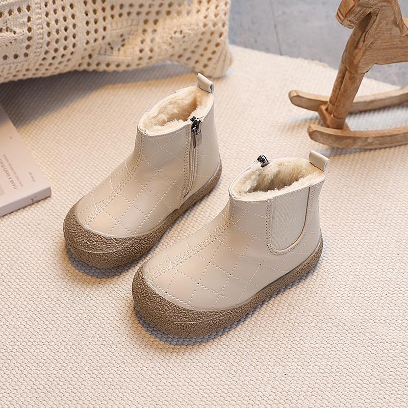

Toddler Boys Girls Warm-lined Boots New Winter Kid Fleece Leather Boots Non-slip Simple Versatile School Outdoor Daily Wear 21