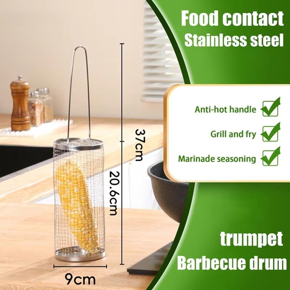 

Portable Stainless Steel Grill Basket Barbecue Tool Round Rolling Grilling Basket Cookware BBQ Basket Barbecue