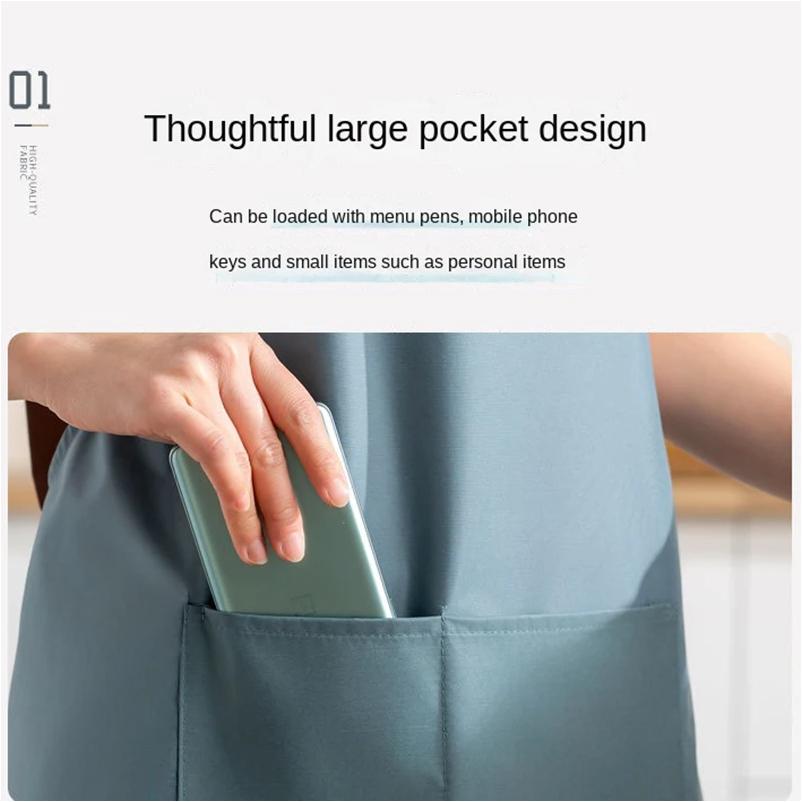 Wasserdichte und ölabweisende Küchenschürze mit praktischer Tasche, Kochschürze für Männer und Frauen, Barista, Manikürist, Arbeitskleidung, Kellneruniform